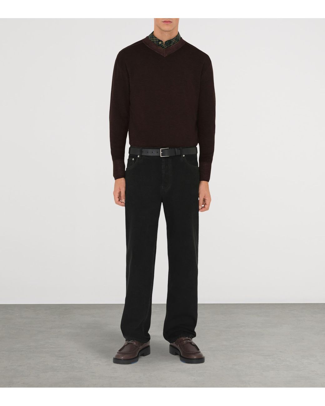 Burberry Black Leather Check-Embossed Belt for men