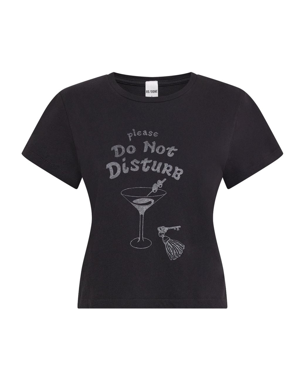 Re/done Black Cotton Dnd Print Boxy T-Shirt