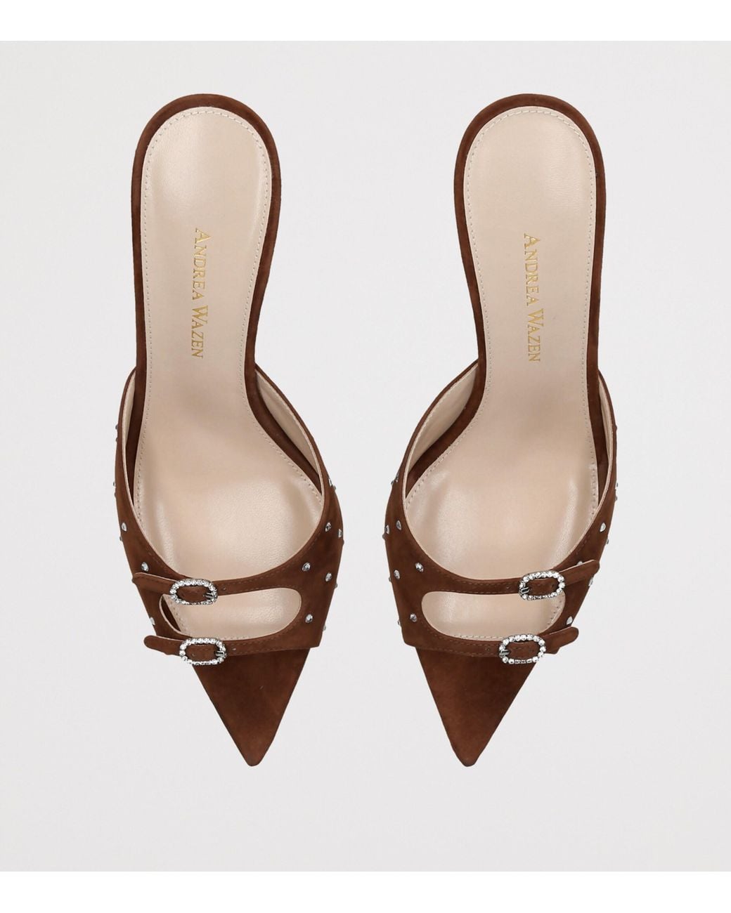 Andrea Wazen Brown Suede Carol Heeled Mules 75