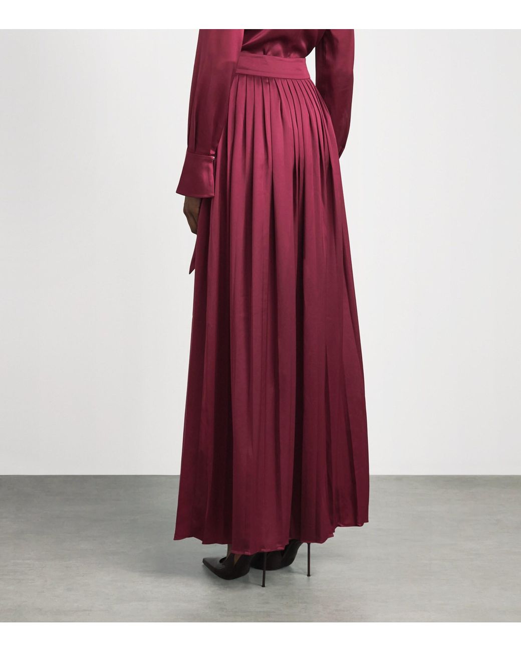 Toccin Purple Pleated Dillon Midi Skirt