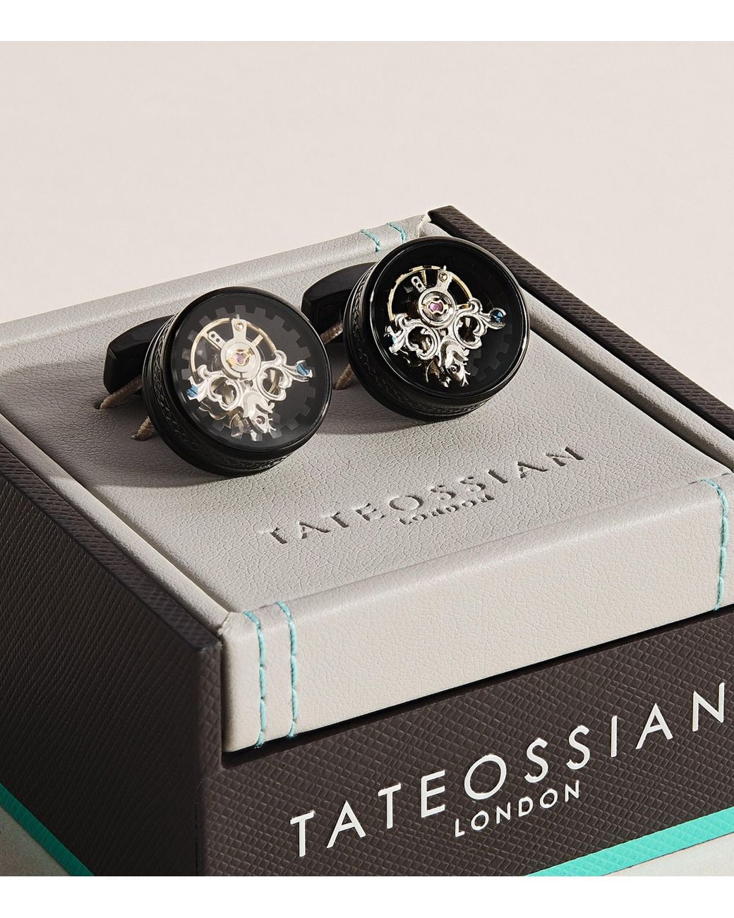Tateossian Black Skull Tourbillon Cufflinks for men