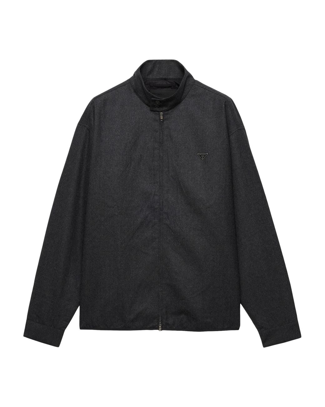 Prada Black Wool Triangle Zip-Up Jacket for men