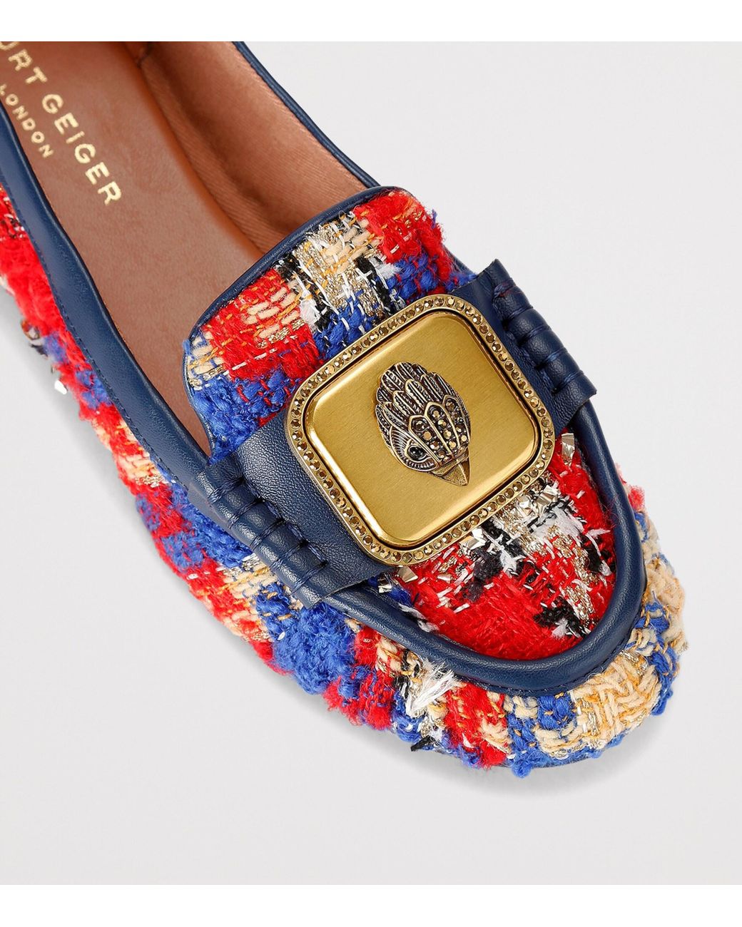 Kurt Geiger Blue Tweed Pimlico Moccasins