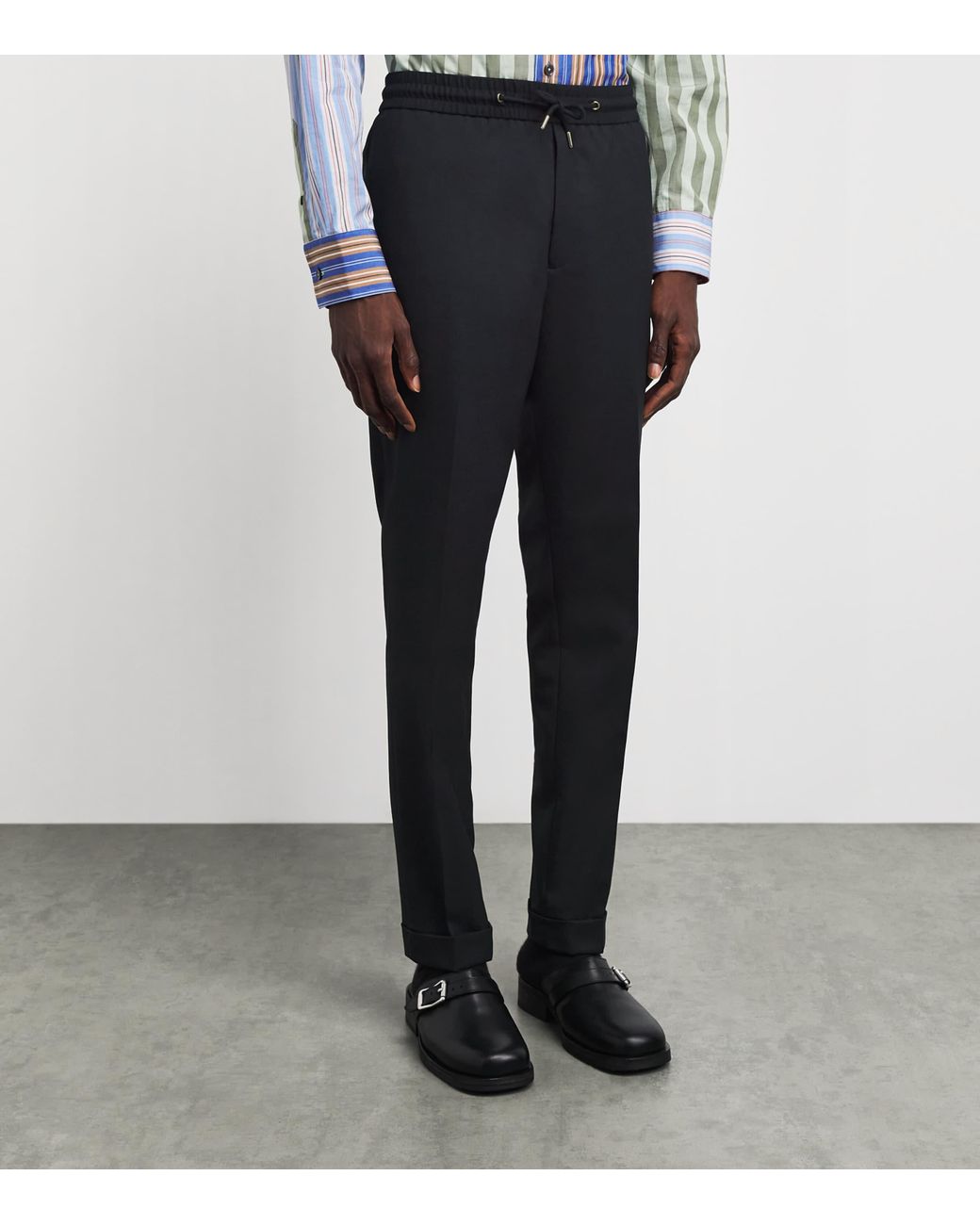 Paul Smith Black Wool Drawstring Chinos for men