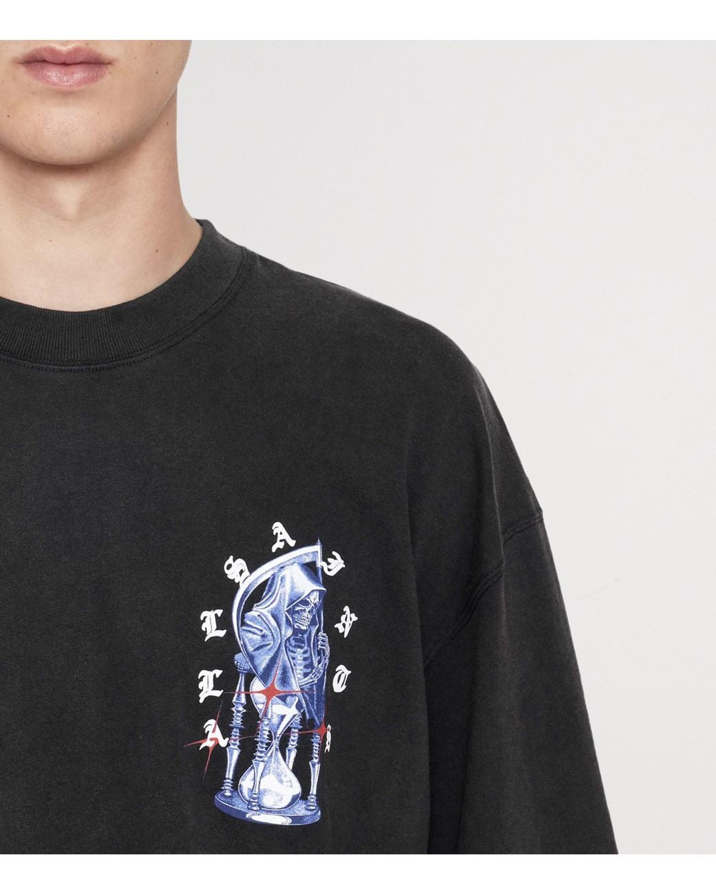 AllSaints Black Cotton Timer T-Shirt for men