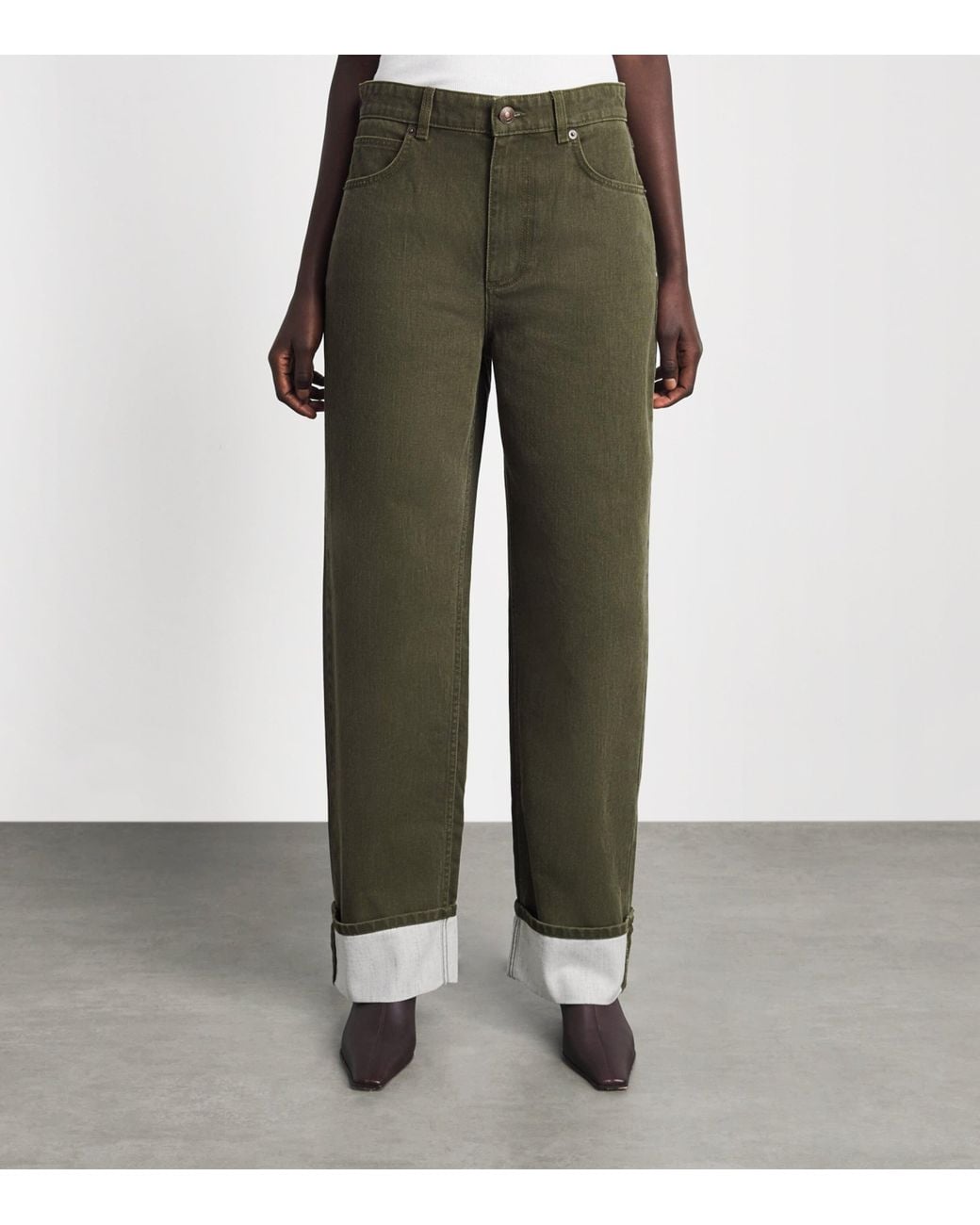 Tory Burch Green Slim Cuffed Jeans