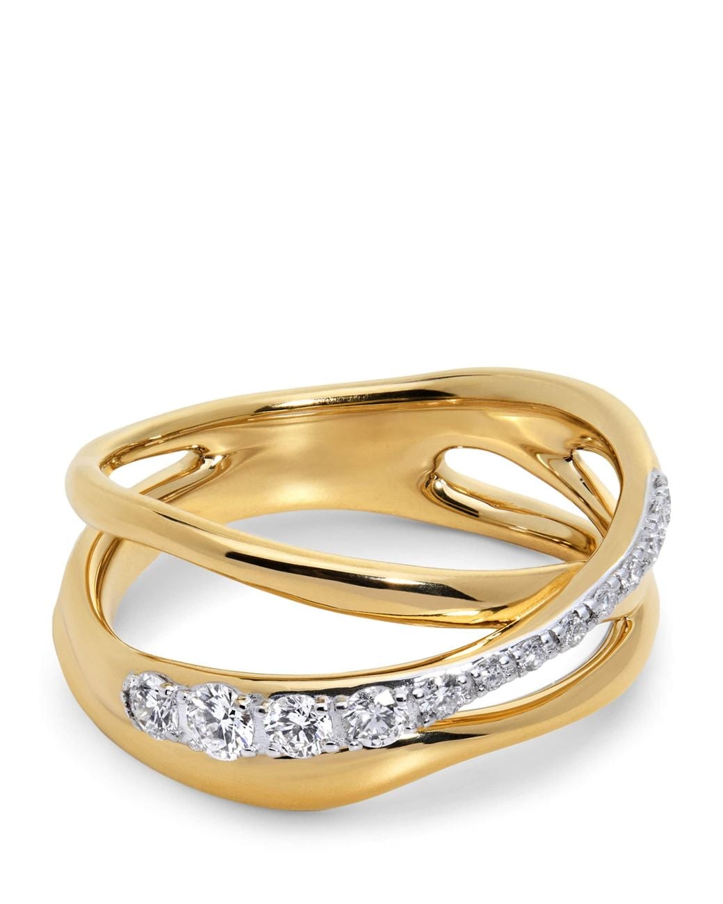Monica Vinader Metallic Vermeil And Diamond Crossover Nura Ring