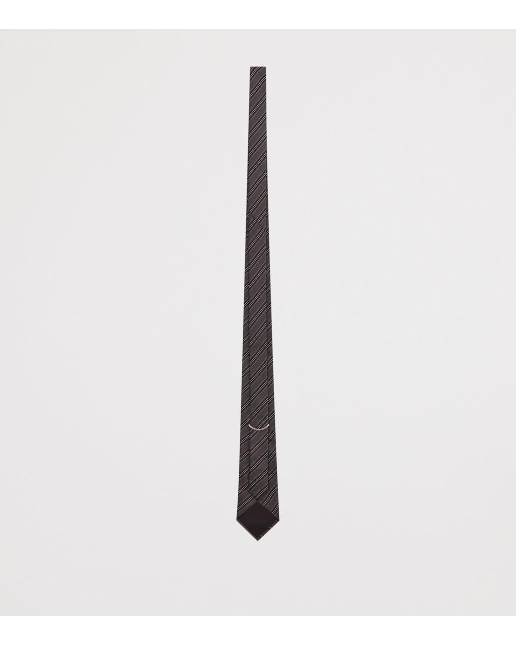 Saint Laurent White Silk Striped Tie for men