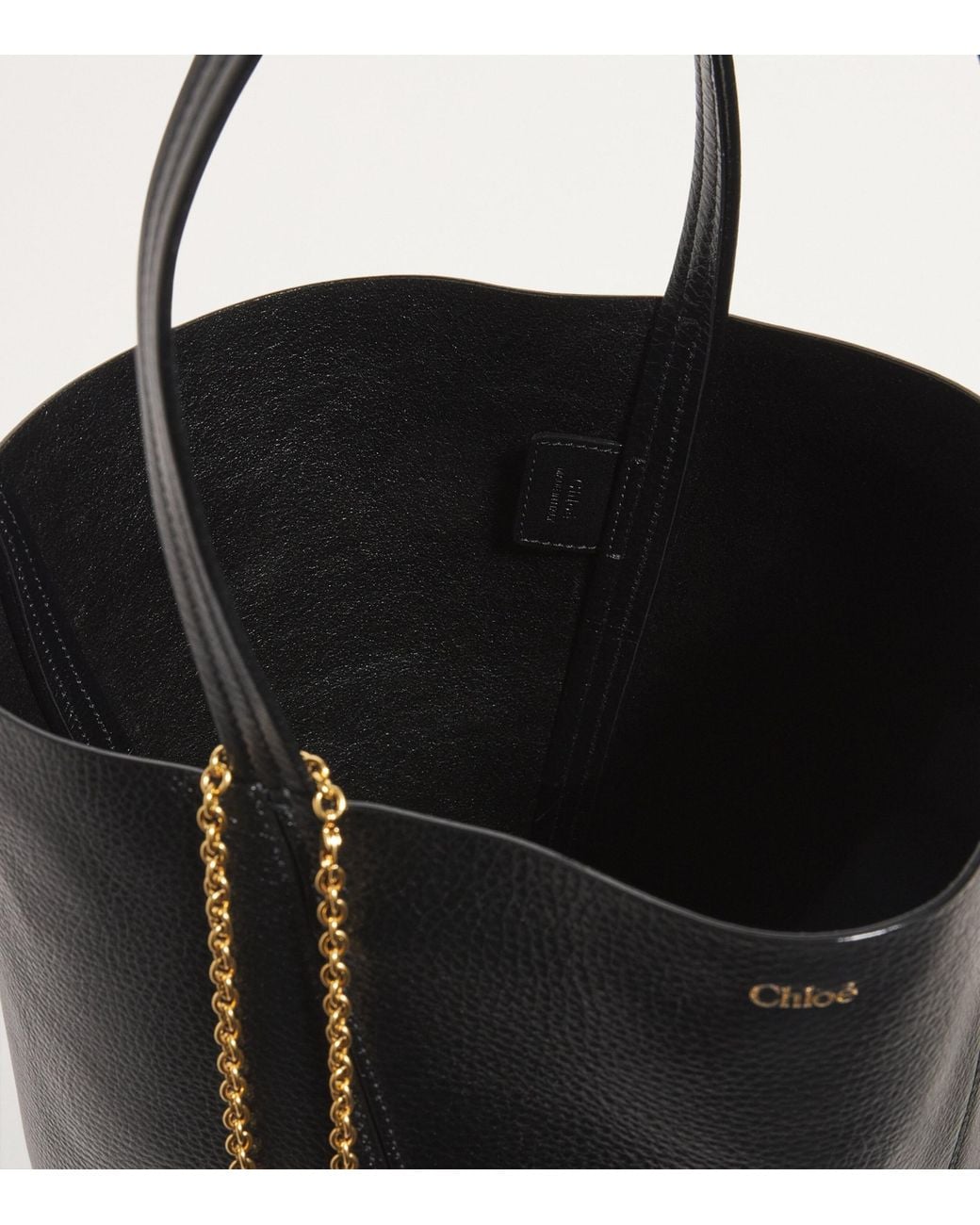 Chloé Black Medium Calfskin Spin Tote Bag