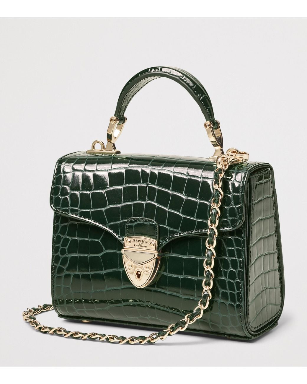 Aspinal Green Mini Leather Mayfair Top-Handle Bag