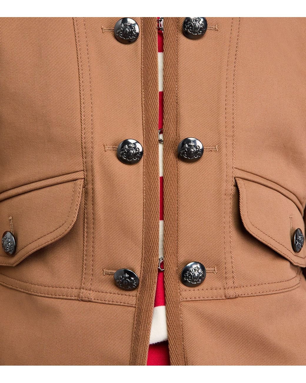 ME+EM Brown Stretch-Cotton Fitted Military Jacket