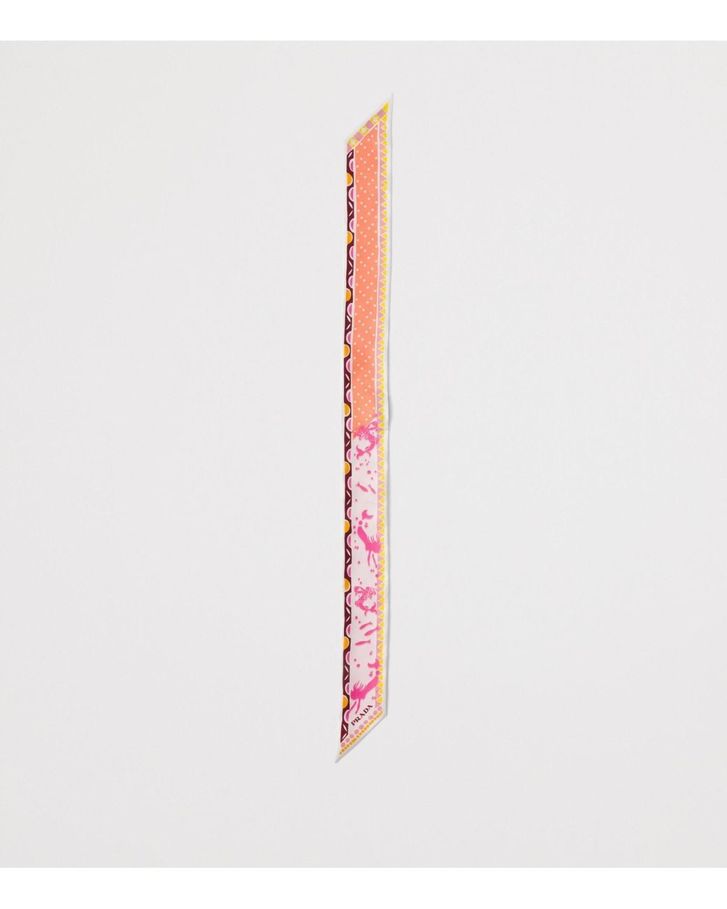 Prada Pink Silk Printed Skinny Scarf