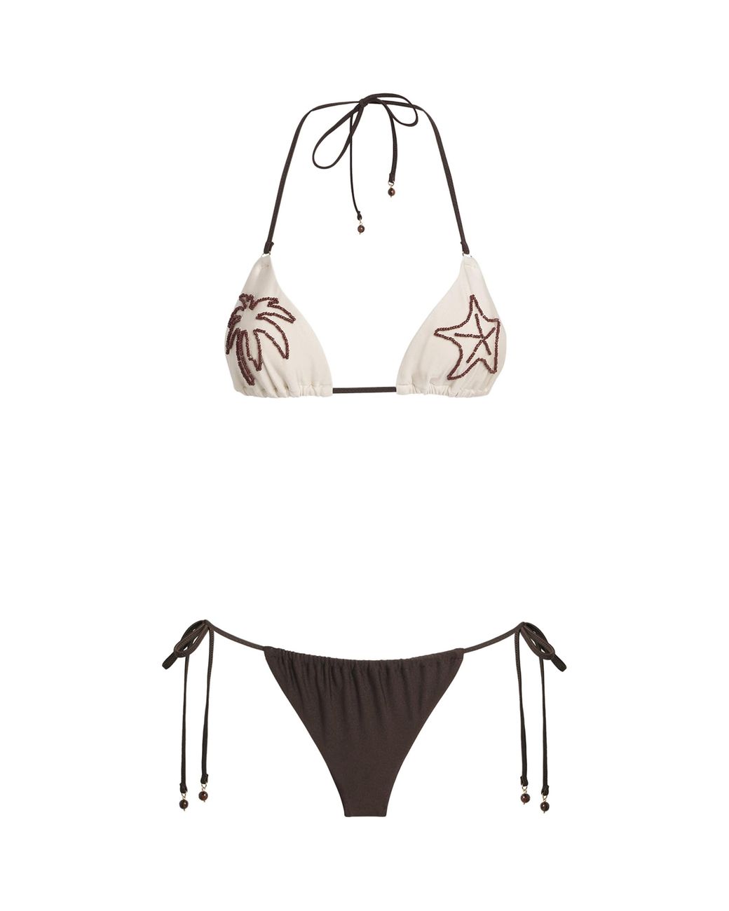 Zimmermann White Beaded Mahon Triangle Bikini