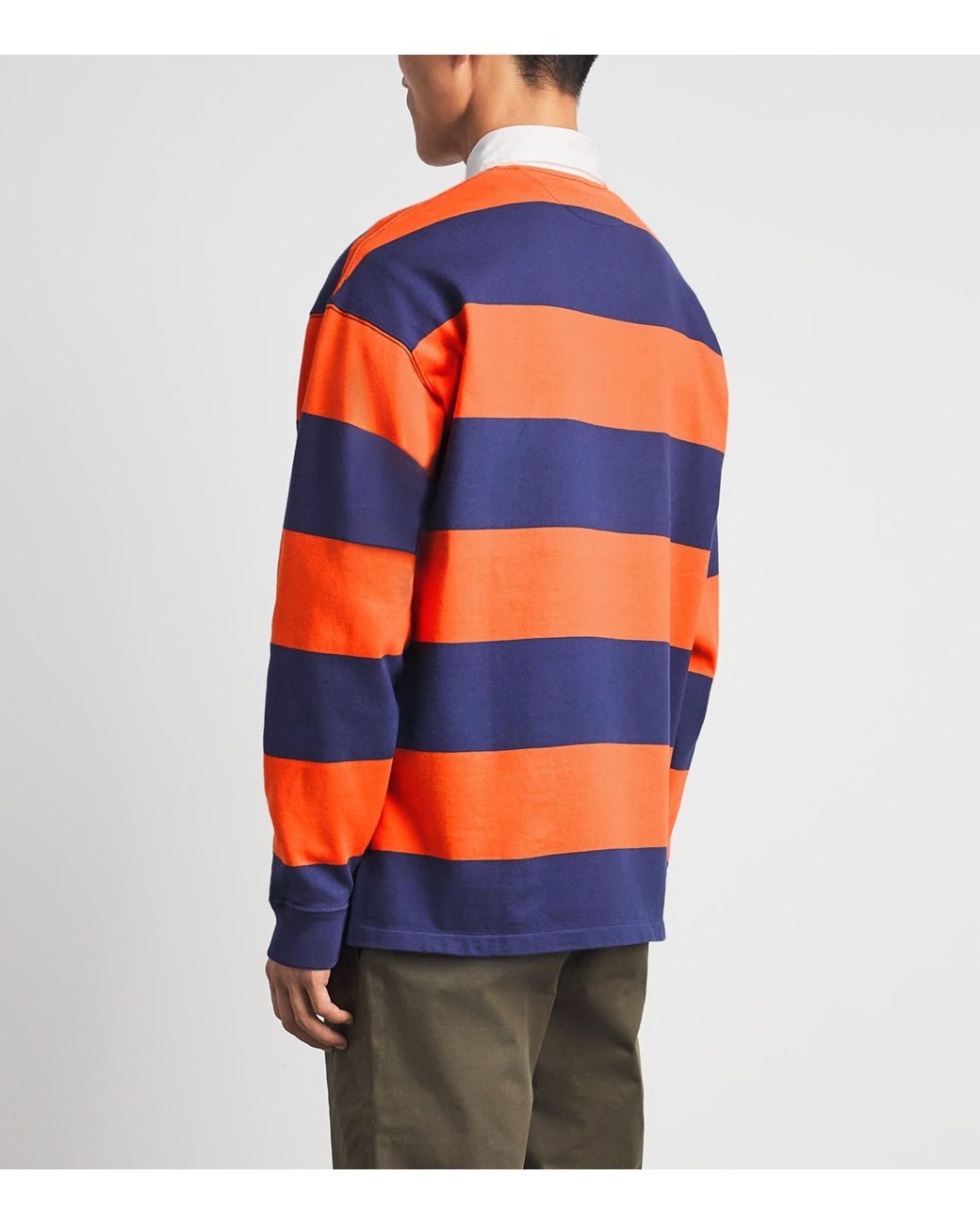 Polo Ralph Lauren Orange Cotton Stripe Rugby Shirt for men