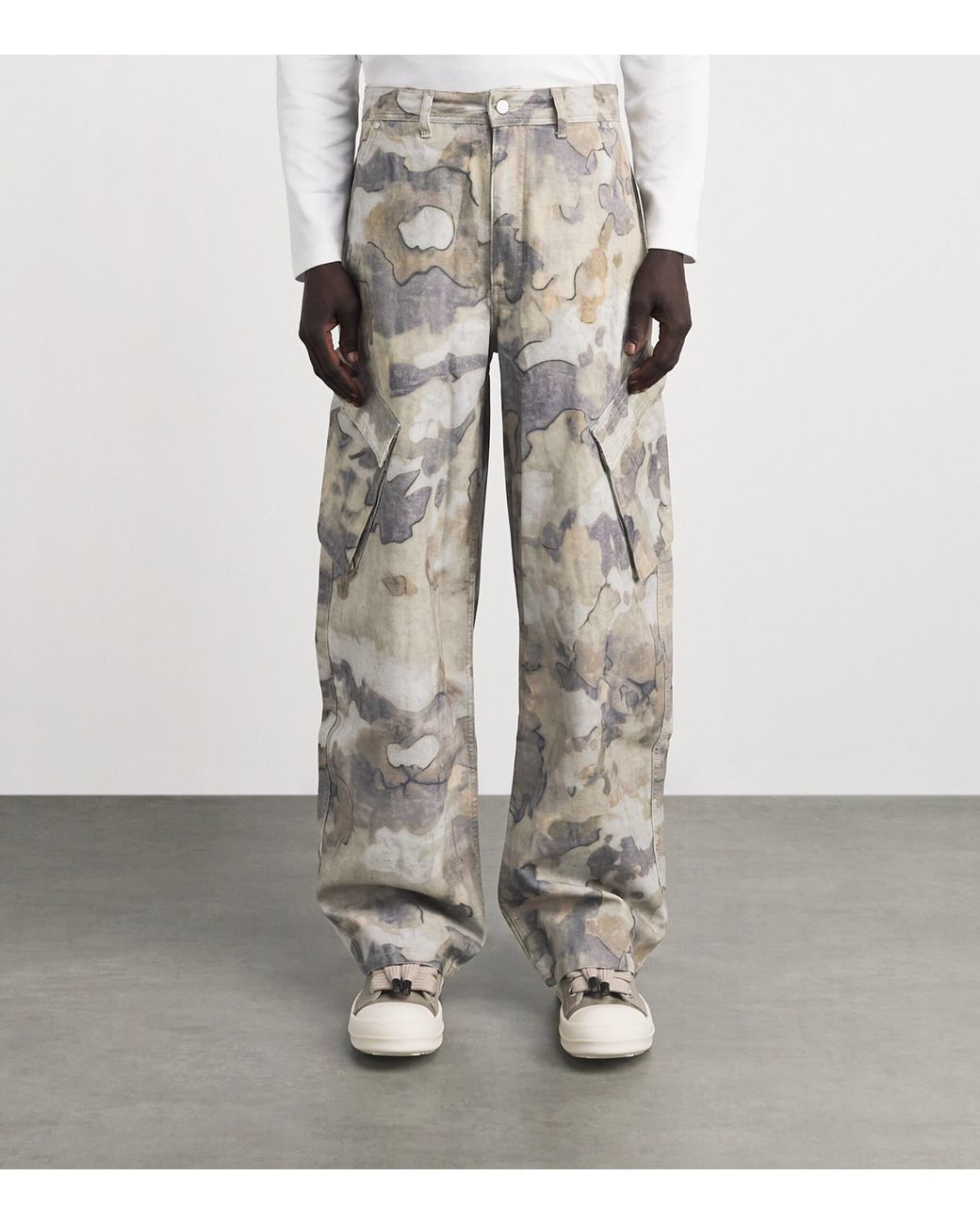 Represent Gray Camouflage Cargo Trousers for men