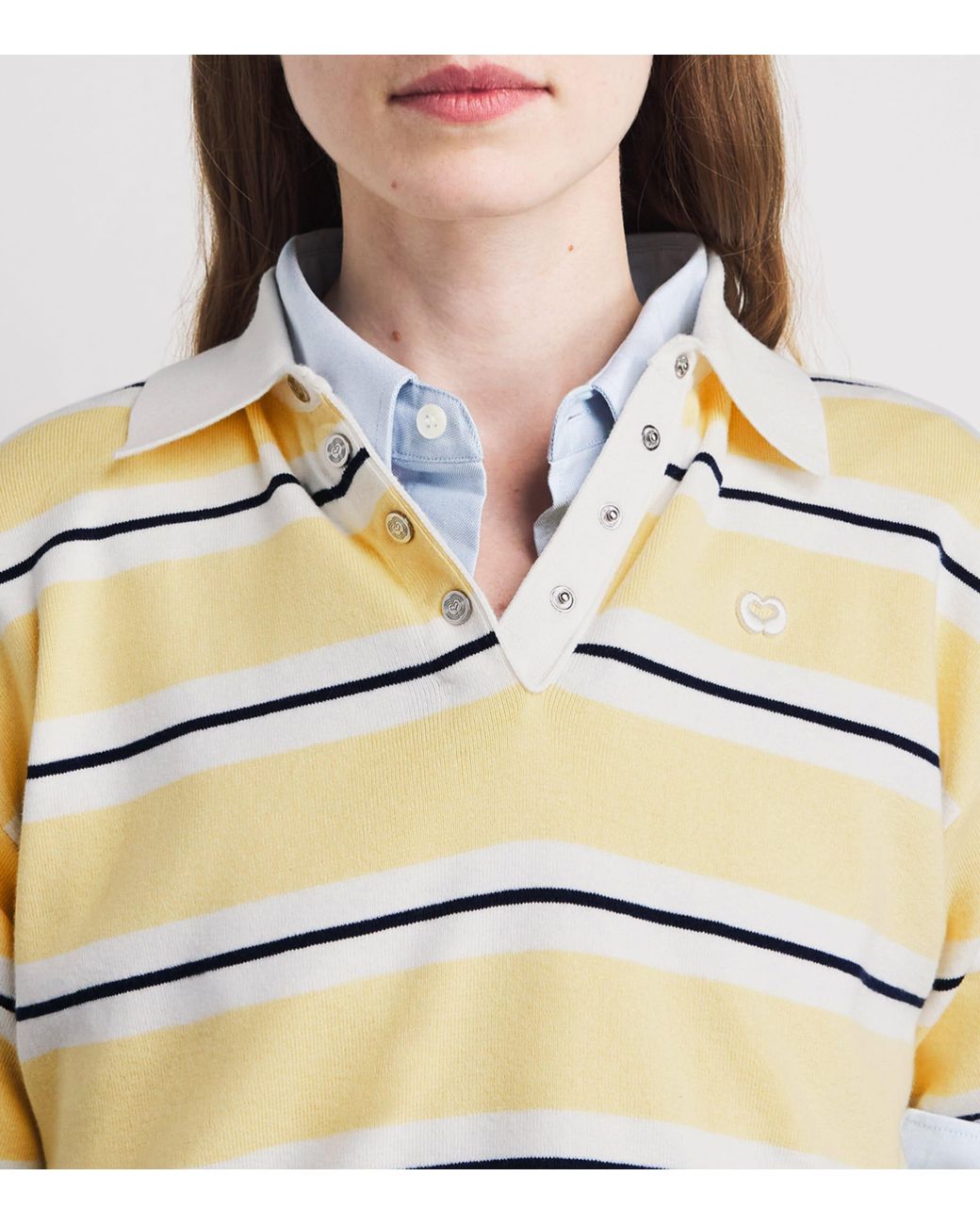 Maje Metallic Cotton-Blend Stripe Polo Shirt