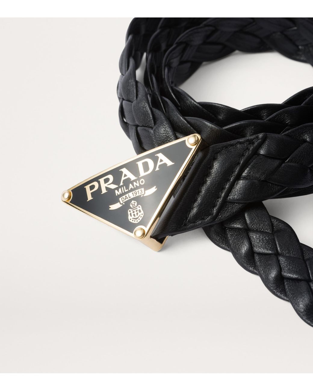 Prada Black Nappa Leather Braided Belt