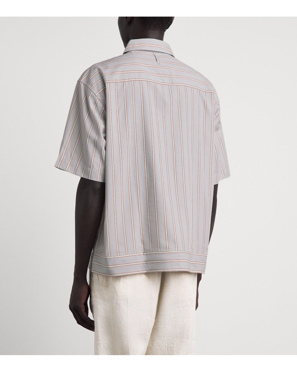 NN07 Gray Supima Cotton Stripe Short-Sleeve Shirt for men