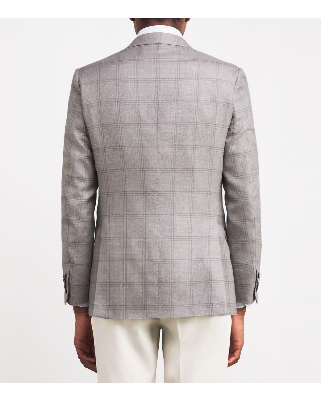 Brioni Gray Wool-Blend Check Blazer for men