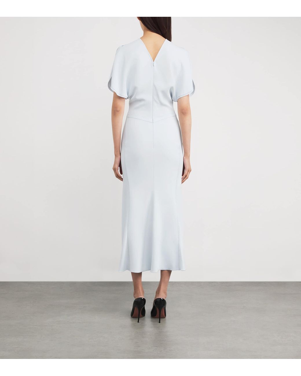 Victoria Beckham Satin Bela Midi Dress in White | Lyst Victoria Beckham Satin Bela Midi Dress in White | Lyst