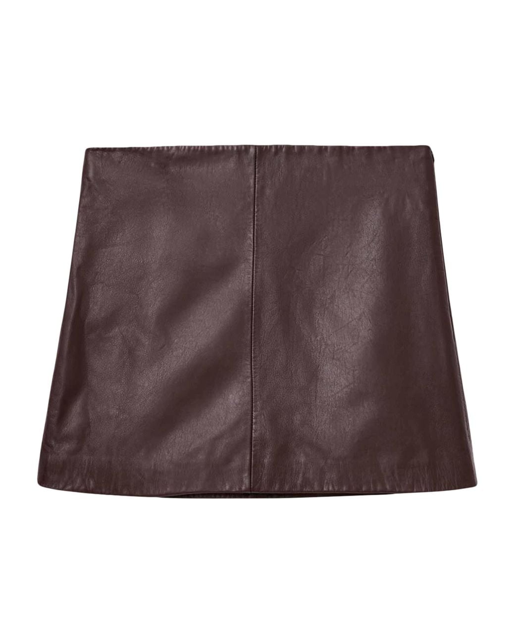AllSaints Brown Nappa Leather Renai Mini Skirt