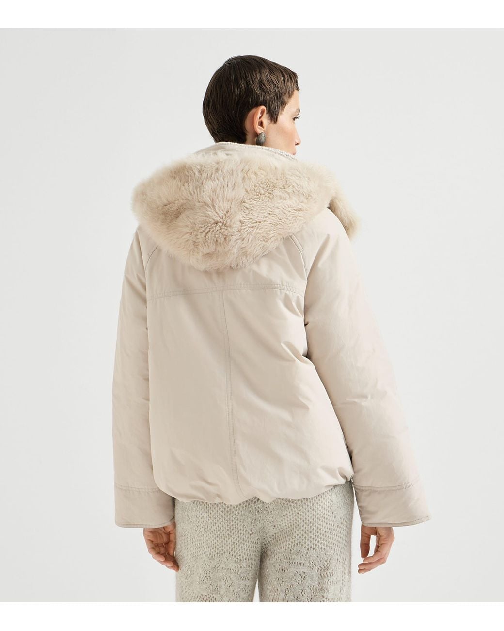 Brunello Cucinelli Natural Down Shearling-Trim Parka