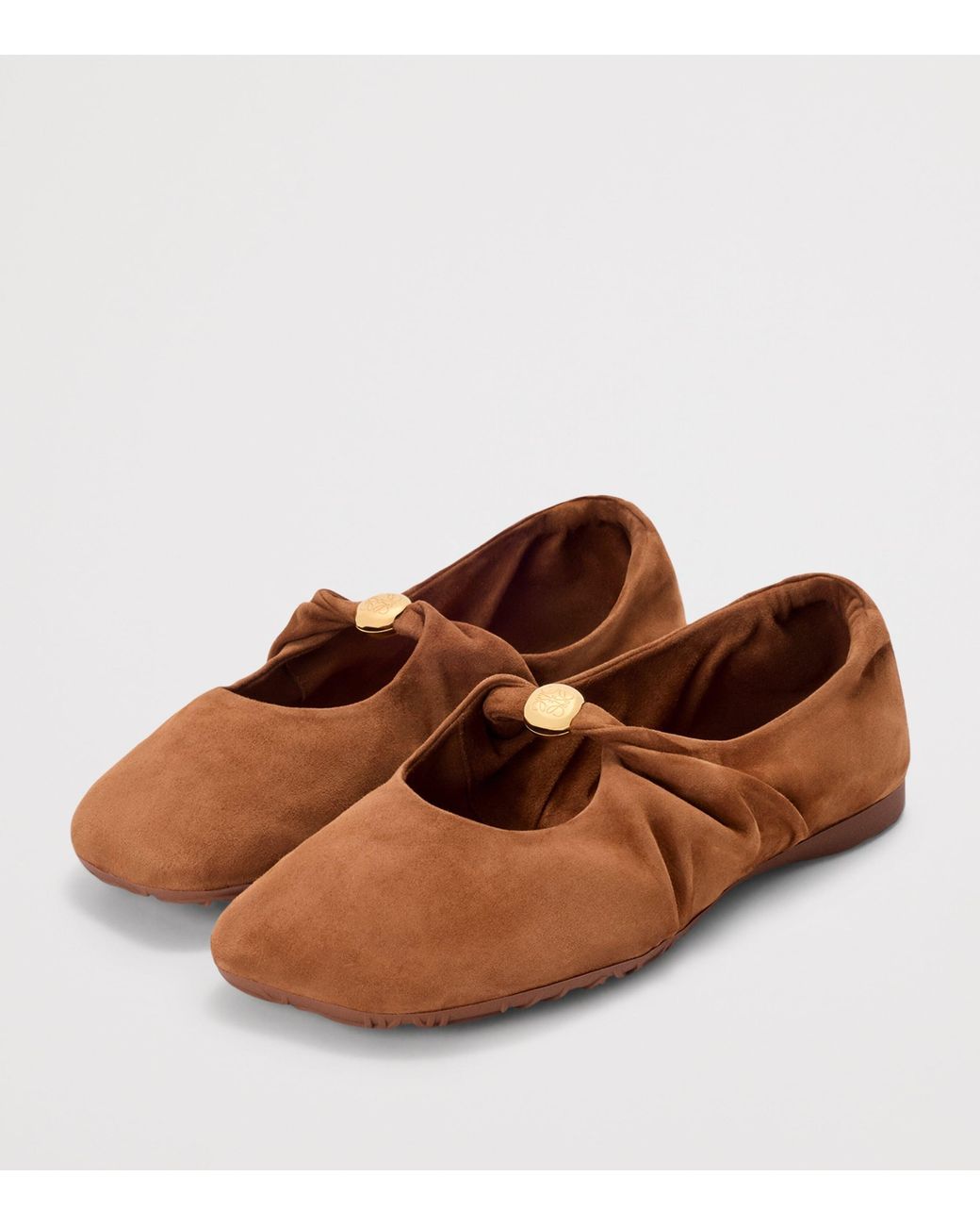 Loewe Brown Suede Pebble Soft Ballet Flats