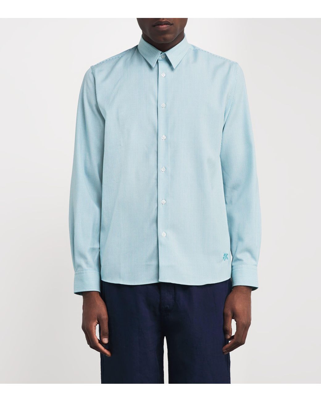 Vilebrequin Blue Wool-Blend Stripe Rayures Shirt for men
