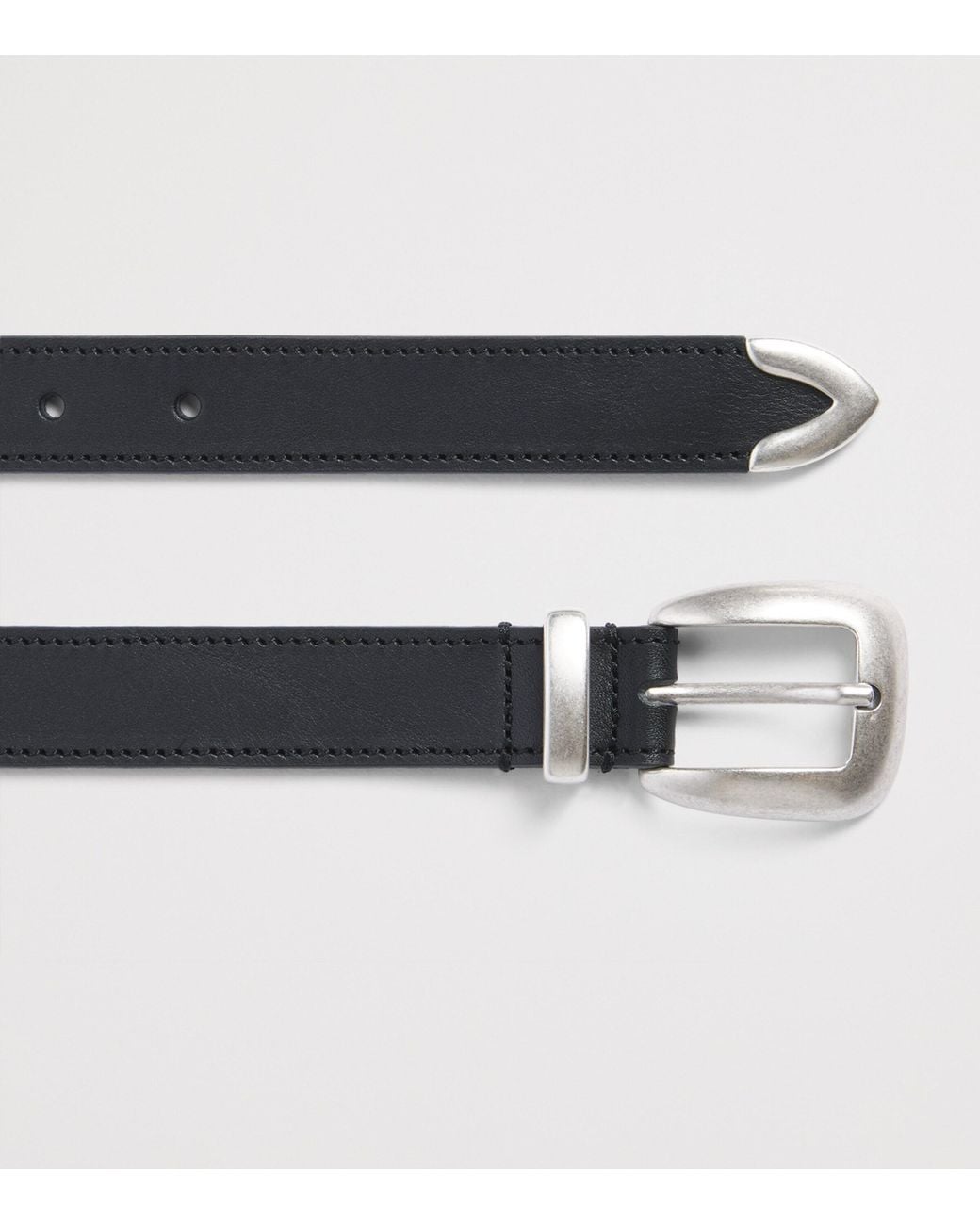 MOLEBO Black Leather Western Belt for men