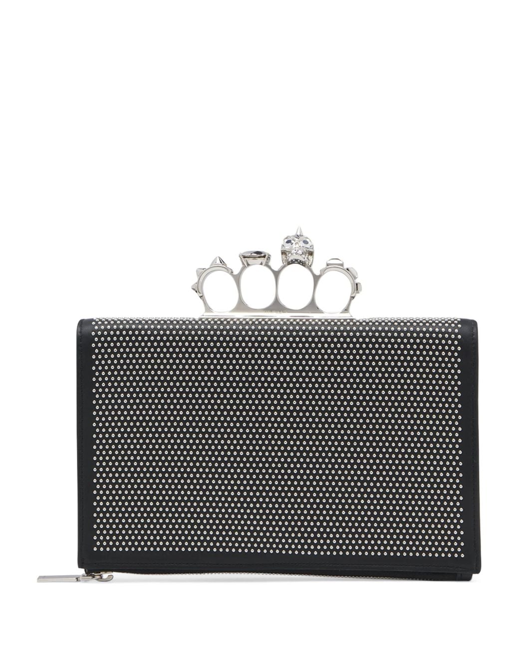McQueen Black Skull Four-Ring Pouch