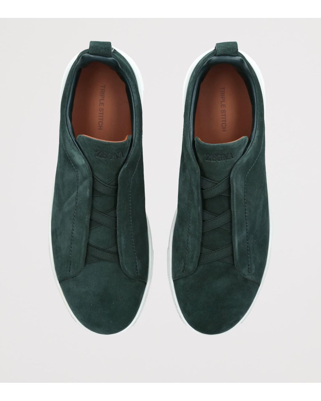 Zegna Green Suede Triple Stitch Sneakers for men