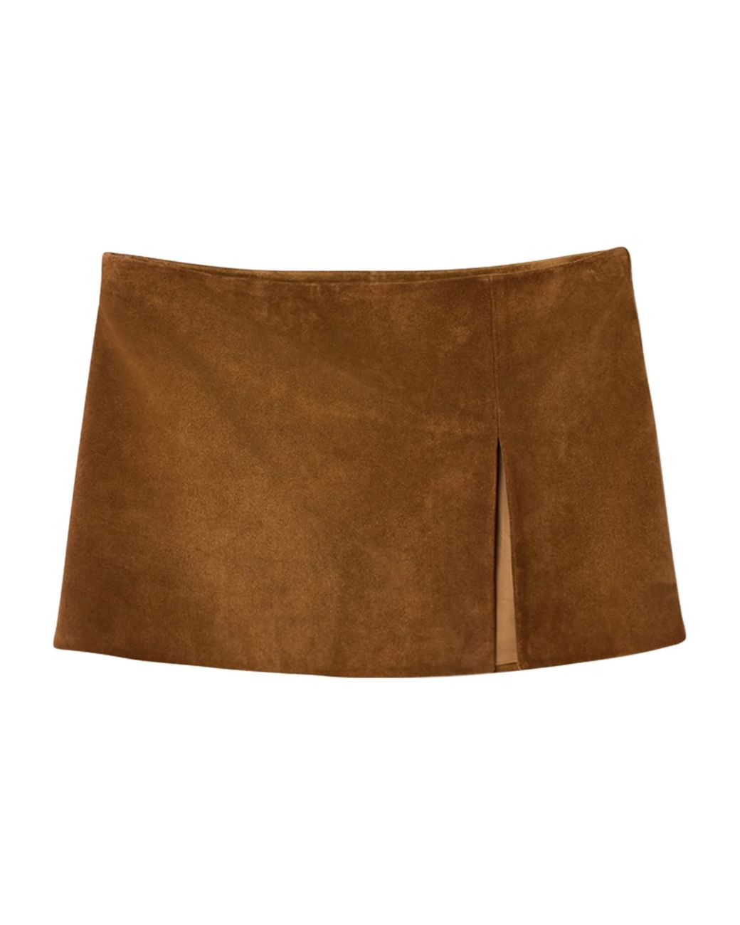 Miu Miu Brown Waxed Suede Mini Skirt