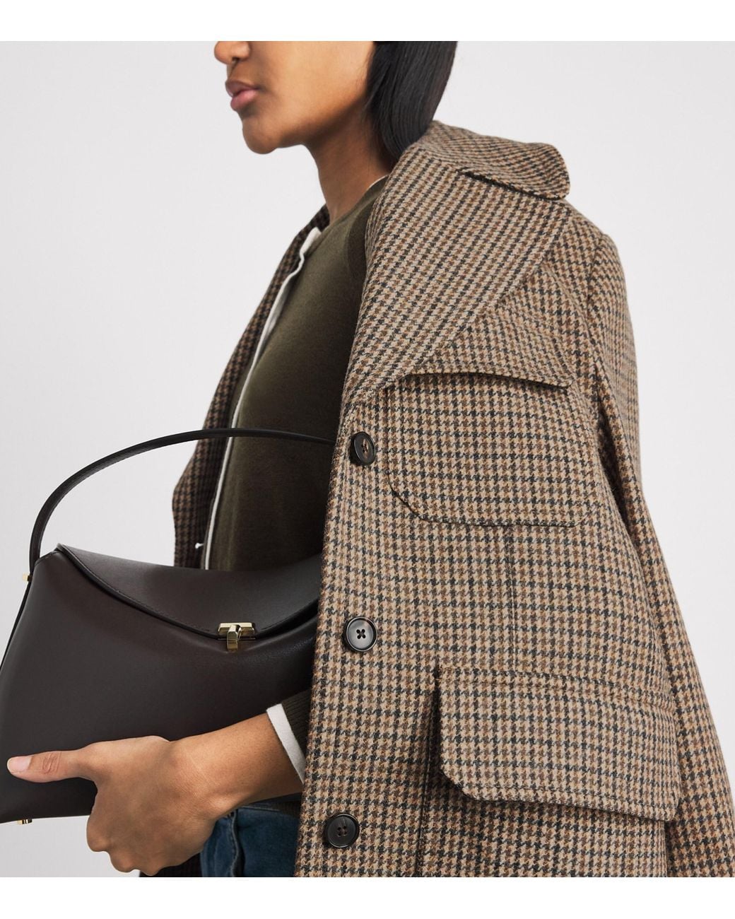ME+EM Brown Wool-Blend Houndstooth Jacket