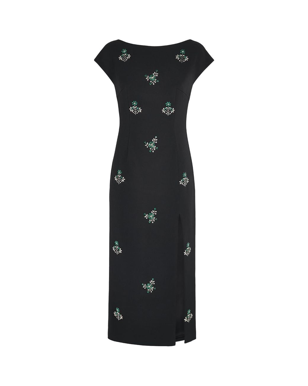 Huishan Zhang Black Crepe Embellished Evelyn Midi Dress