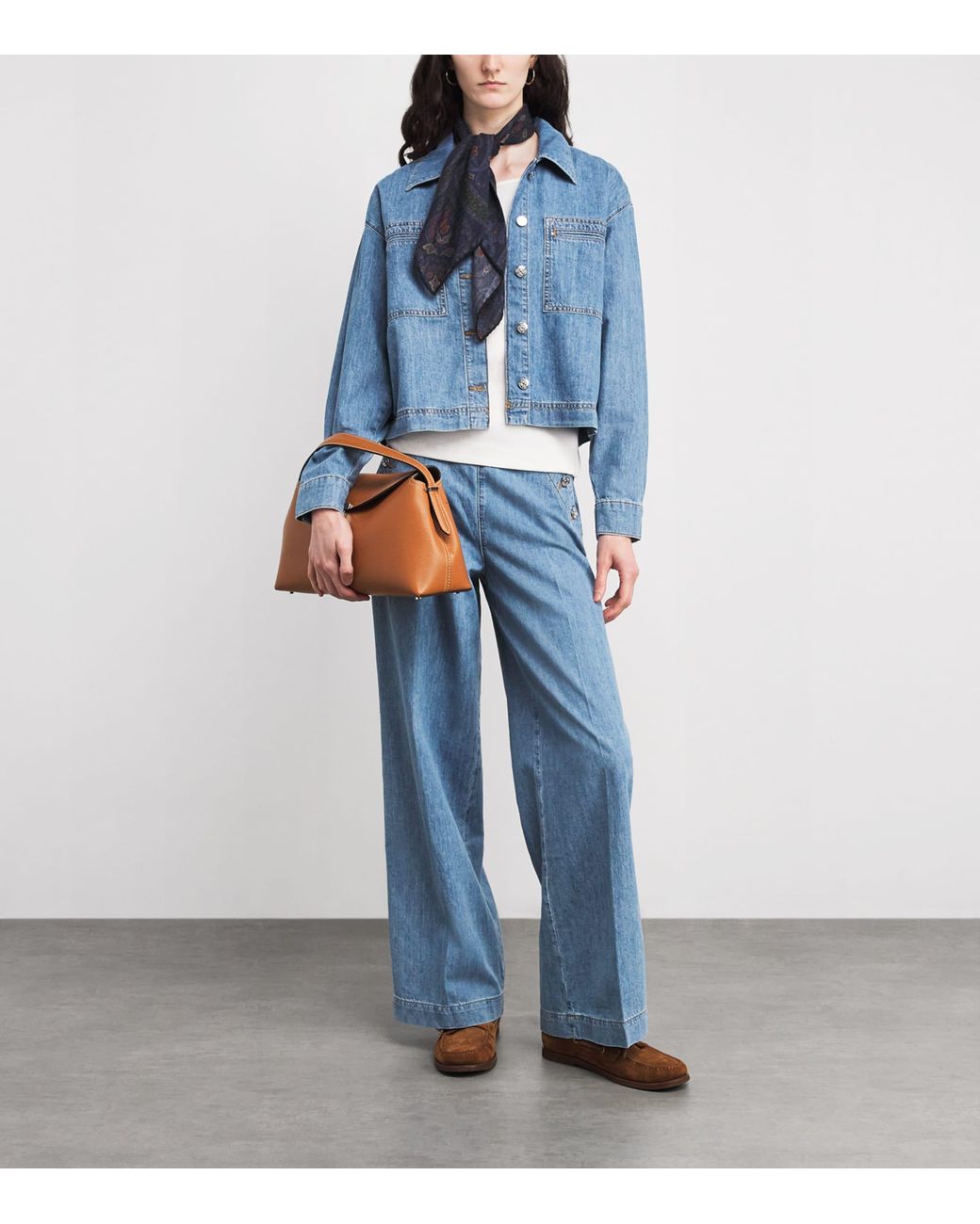 Claudie Pierlot Blue Button-Up-Panel Wide-Leg Jeans