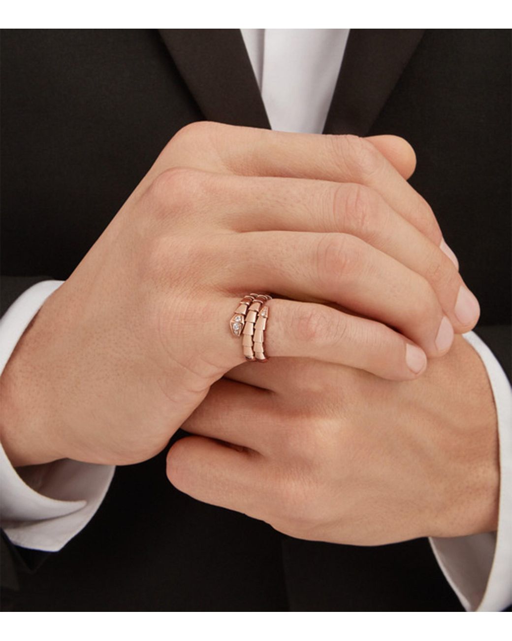 BVLGARI Pink And Diamond Serpenti Viper Ring