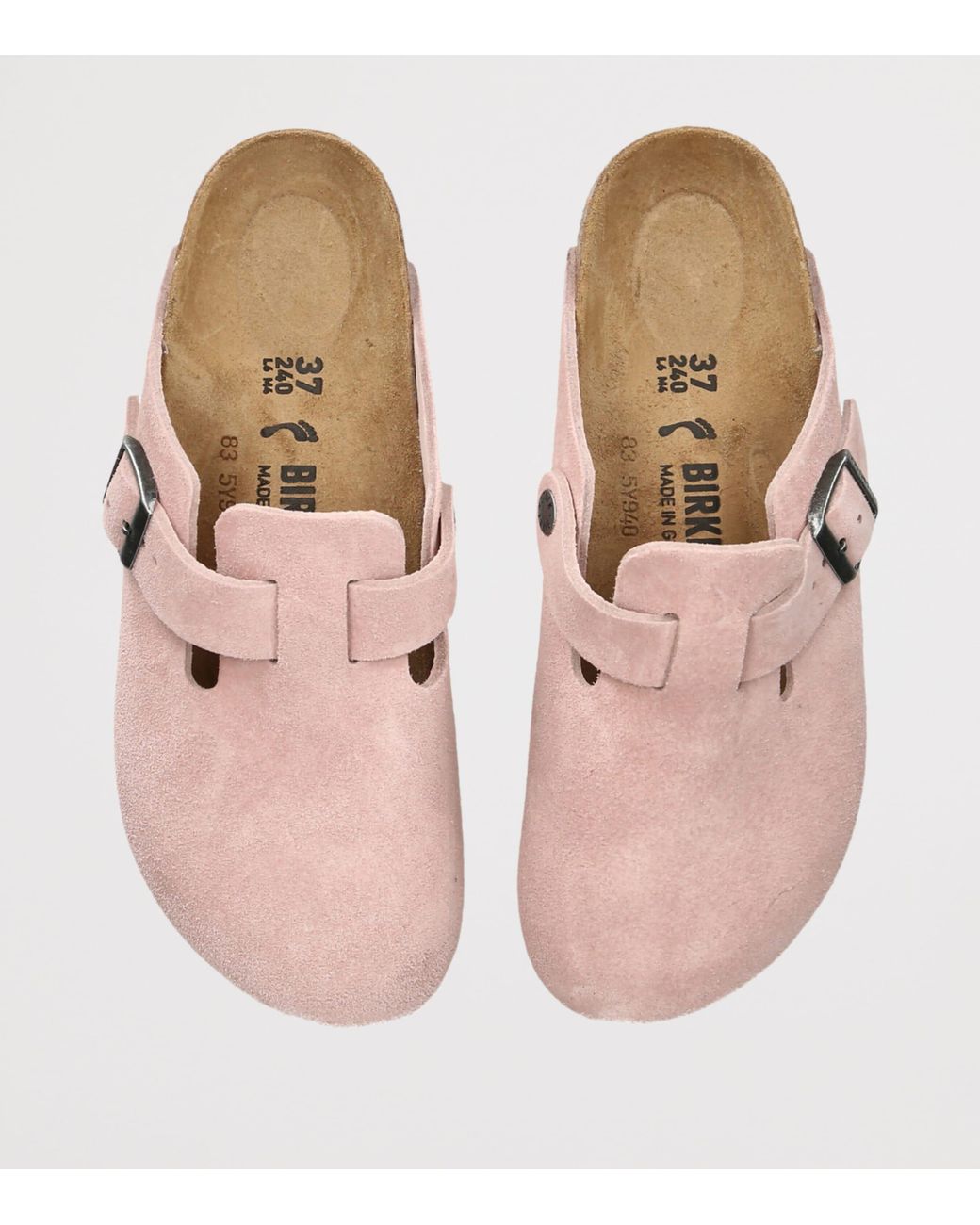 Birkenstock Pink Suede Boston Clogs