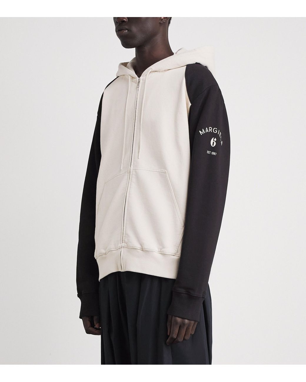 MM6 by Maison Margiela Multicolor Cotton Two-Tone Zip-Up Hoodie for men