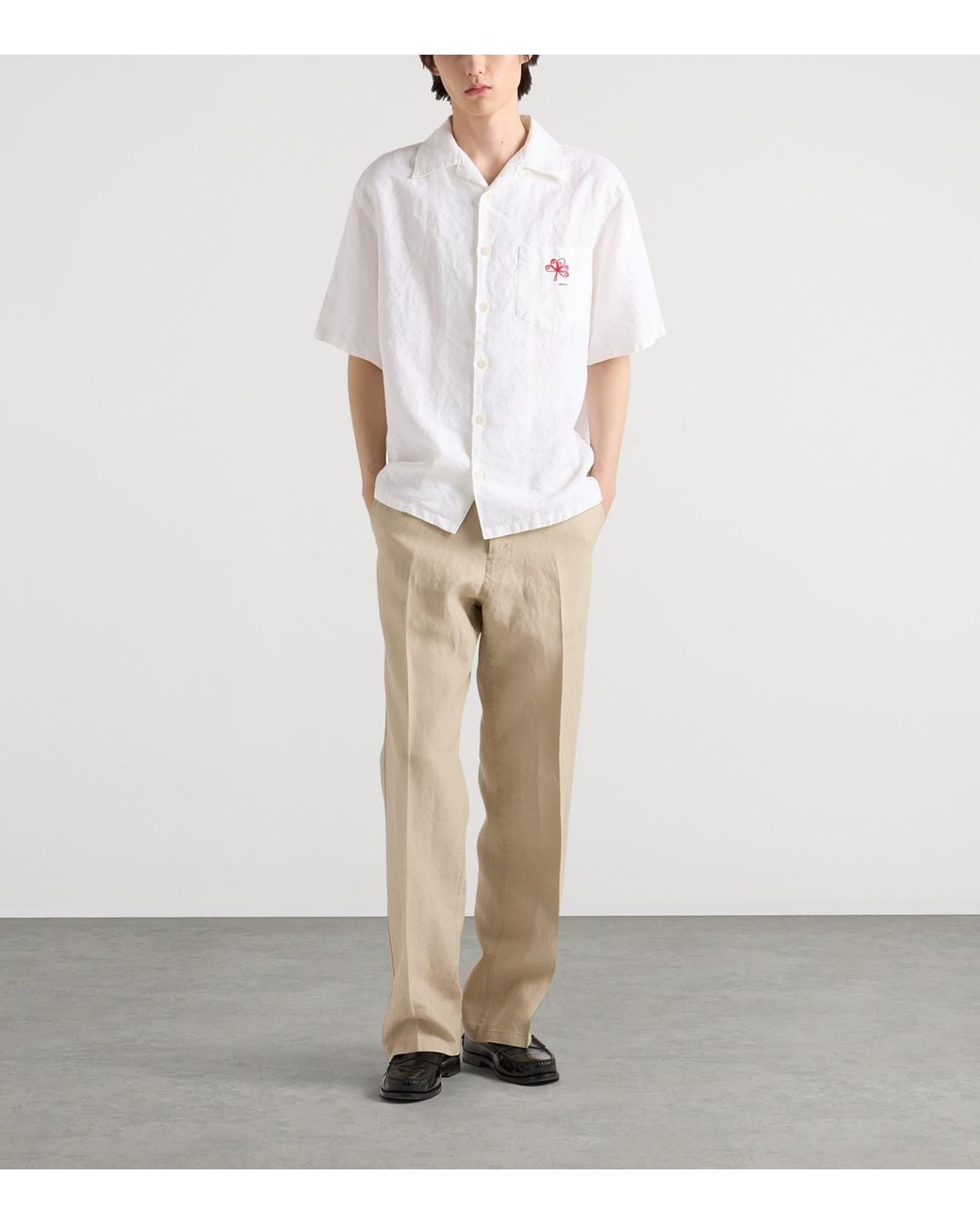 Prada Natural Linen Wide-Leg Trousers