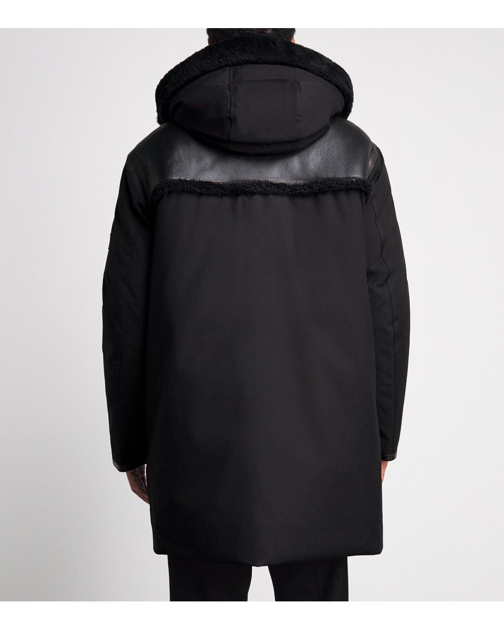 Mackage Black Shearling-Trim Down Bear Coat for men