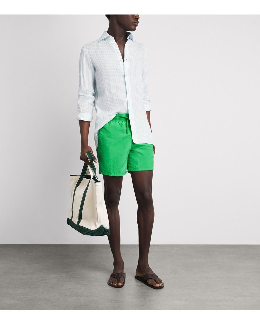 Vilebrequin Green Turtle Embroidered Moorea Swim Shorts for men