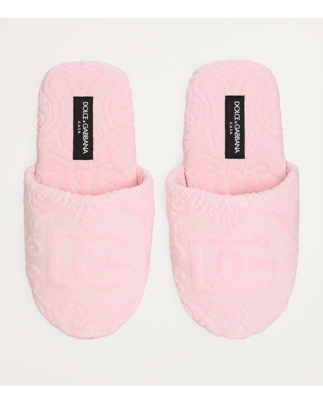 Dolce & Gabbana Pink Terry Cotton Dg Slippers for men
