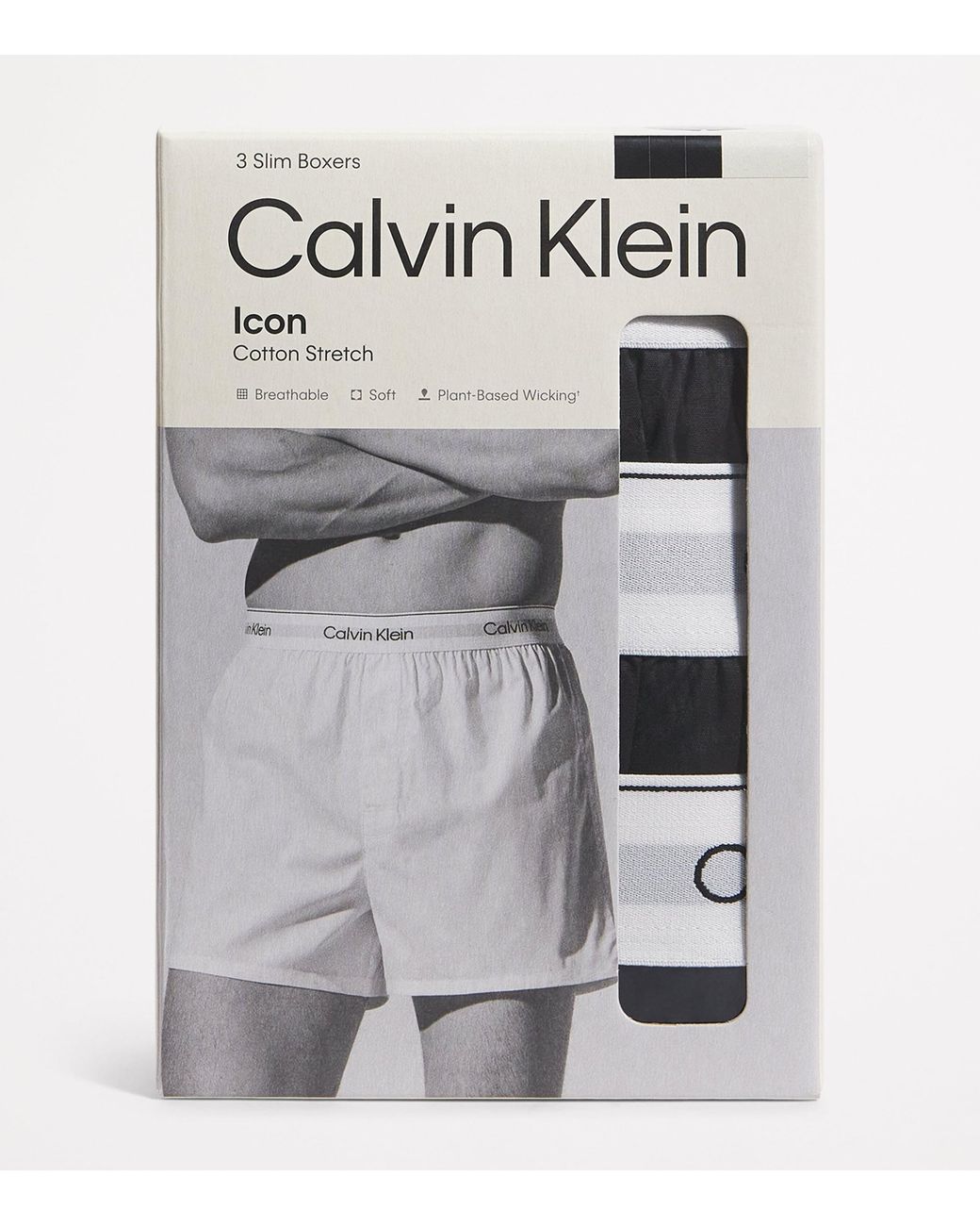 Calvin Klein Black Cotton Stretch Slim Icon Boxers for men