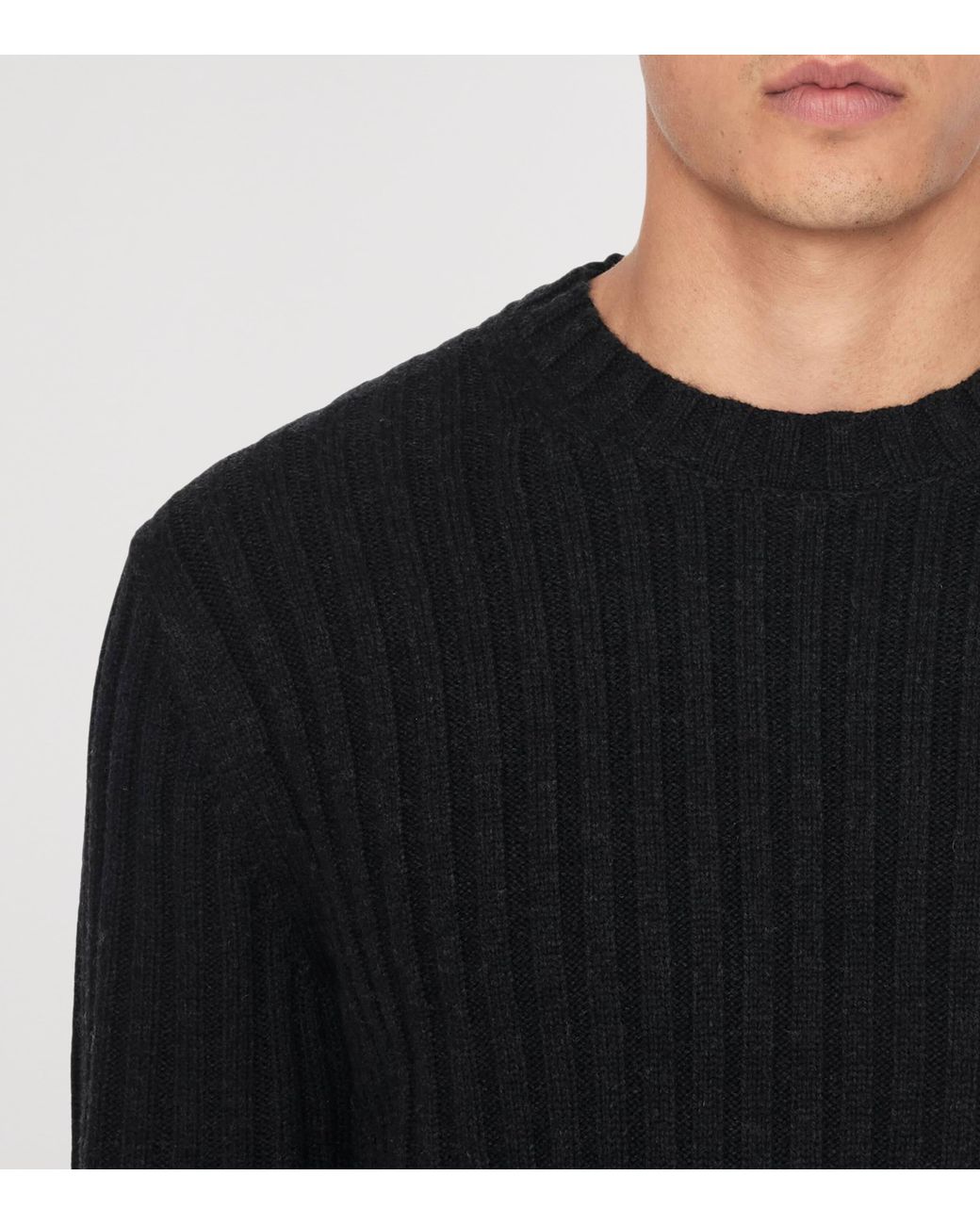 AllSaints Black Merino-Blend Liev Sweater for men