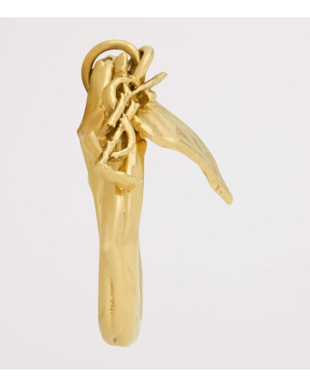 Saint Laurent Metallic Cassandre Leaf Charm Ring for men
