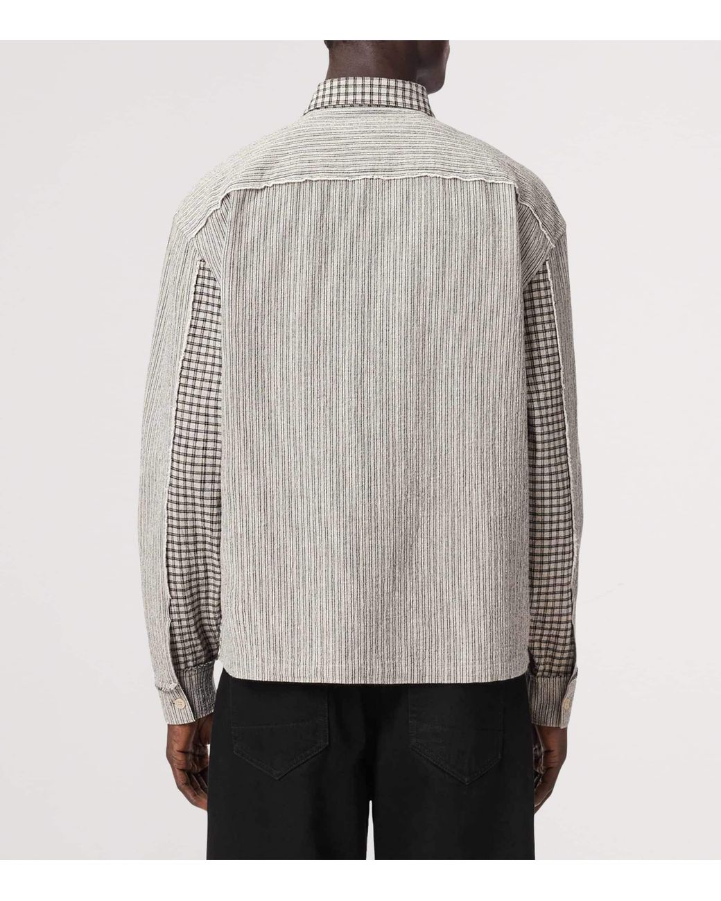 AllSaints Gray Organic Cotton Check Cage Shirt for men