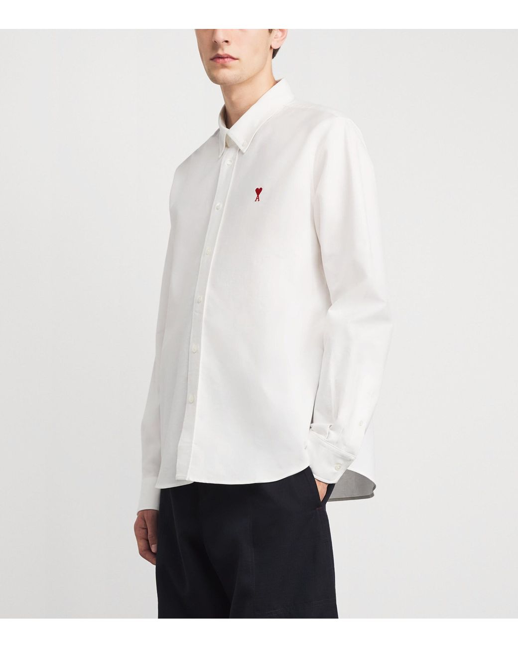 AMI White Cotton Embroidered Ami De Coeur Shirt for men
