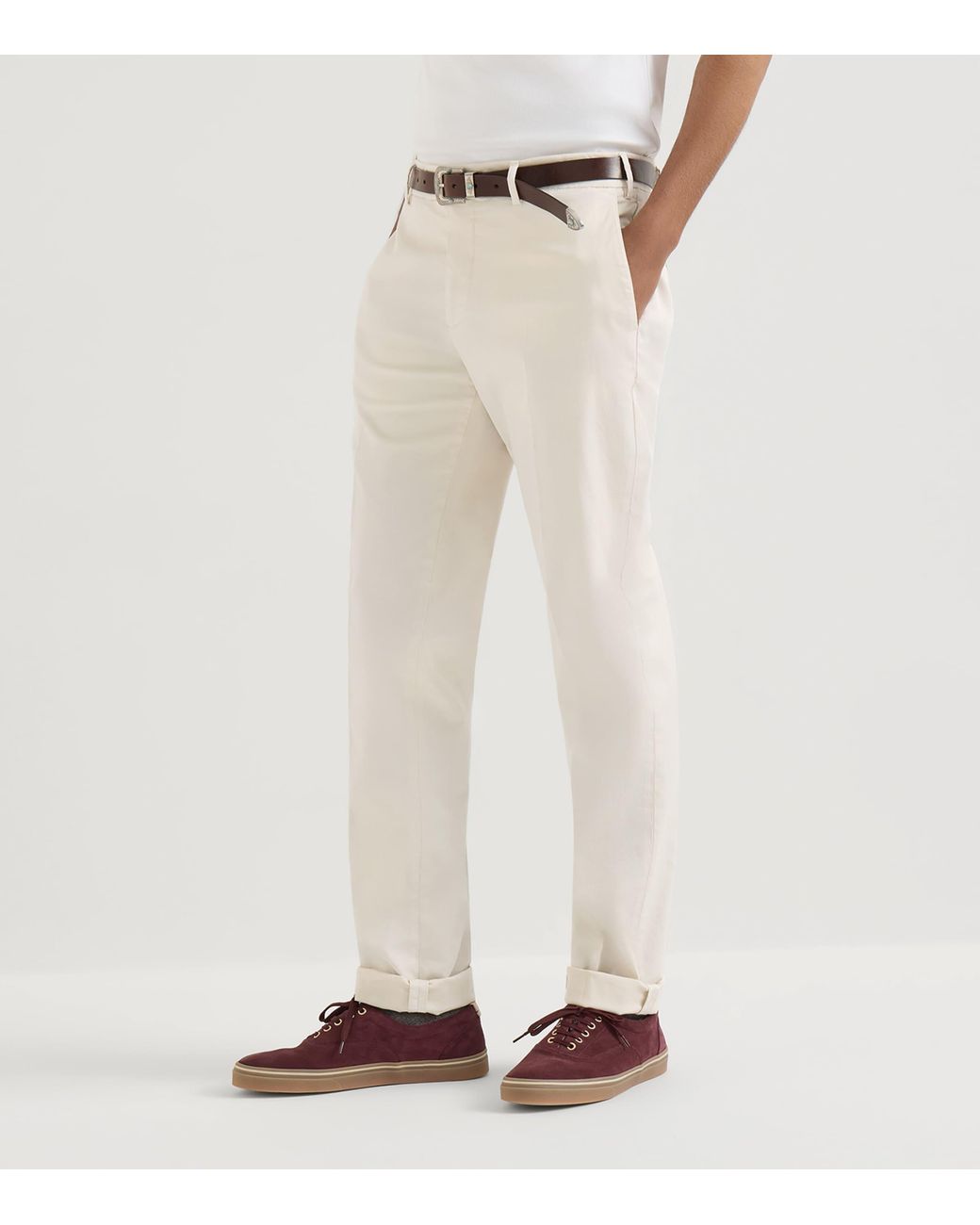 Brunello Cucinelli Natural Pima Cotton Comfort Gabardine Trousers for men