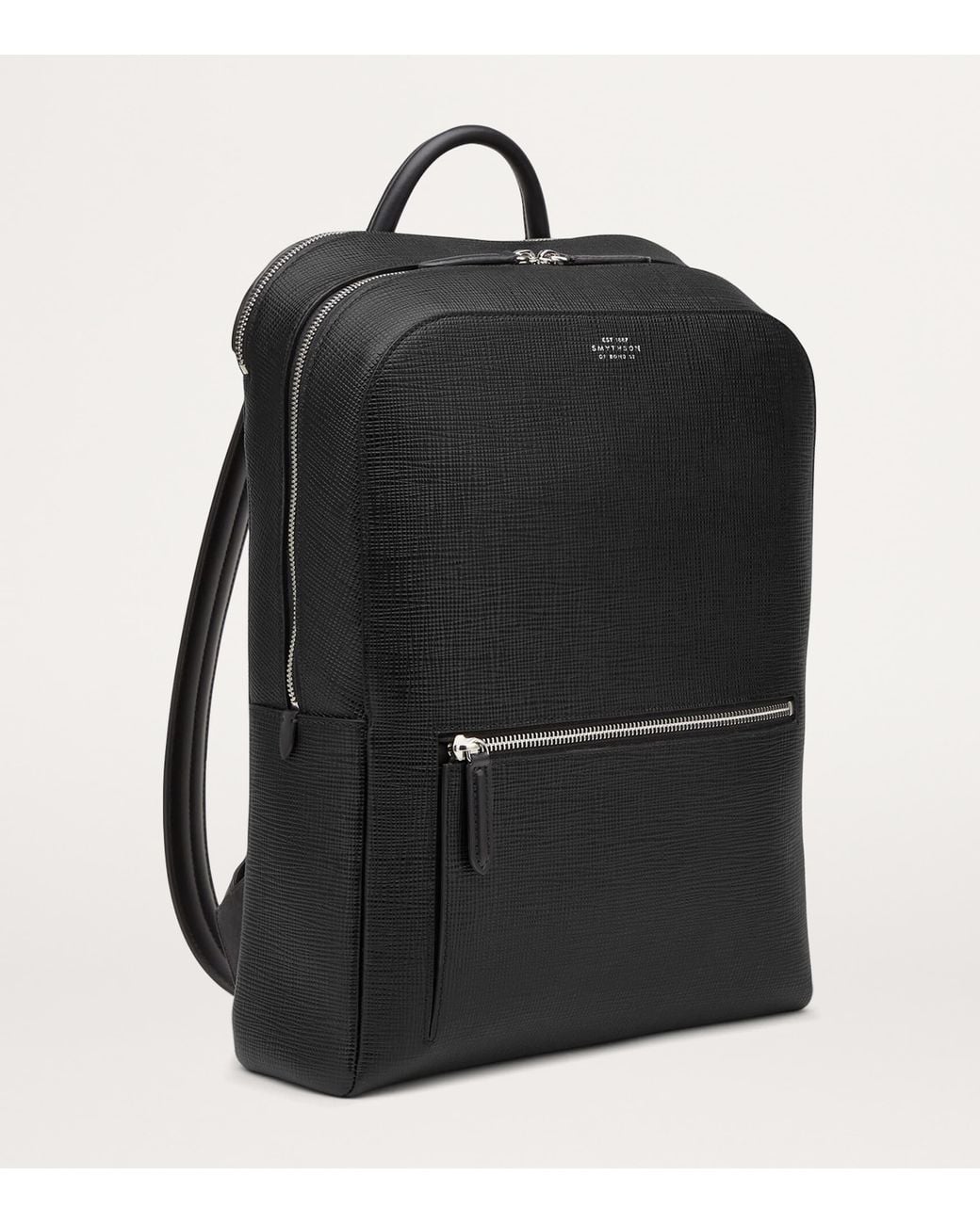 Smythson Black Leather Panama Backpack for men