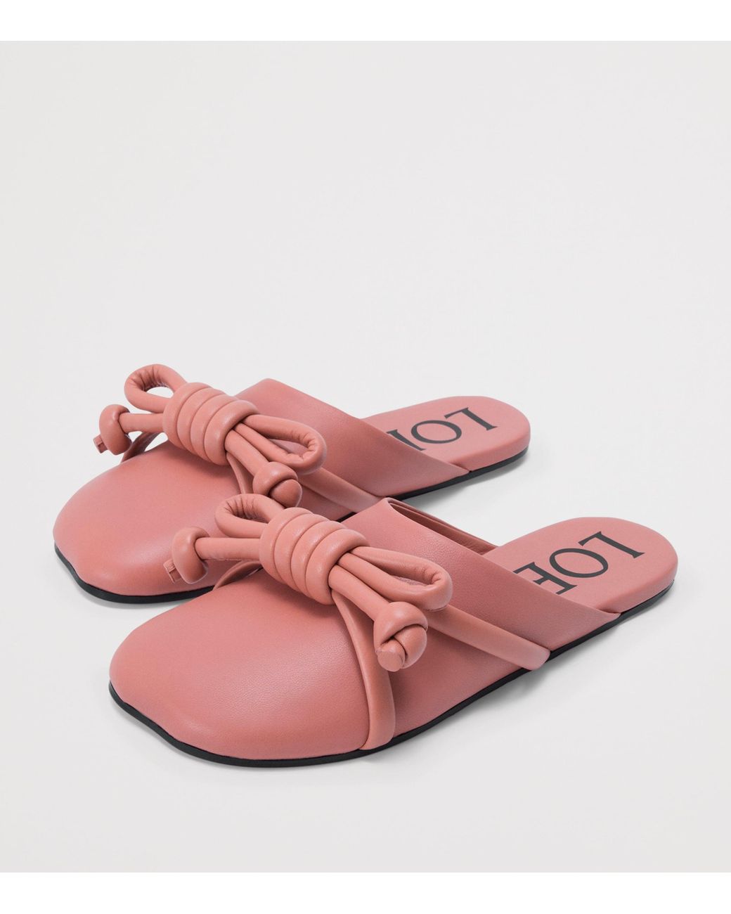 Loewe Pink Lambskin Flamenco Knot Mules